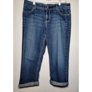 Nine West Womens 31/12 Date Night Fit Blue Capri Jeans Embroidered‎ 0034